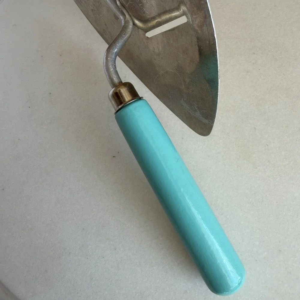 VTG Foley Aluminum Pot Pan Drainer Strainer Turquoise Blue‎ 60s 50s Movie Prop